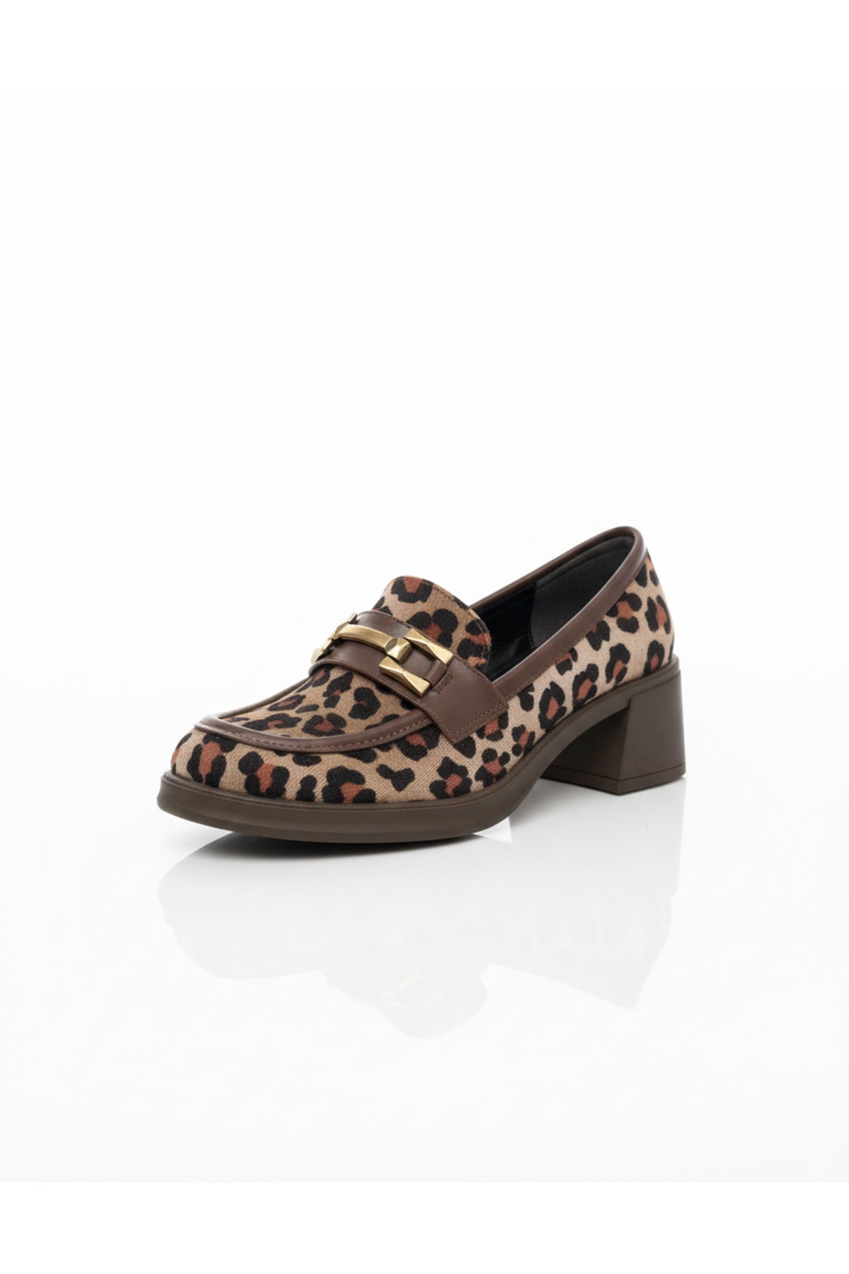 Jolie Leopar Süet Topuklu Kadın Loafer