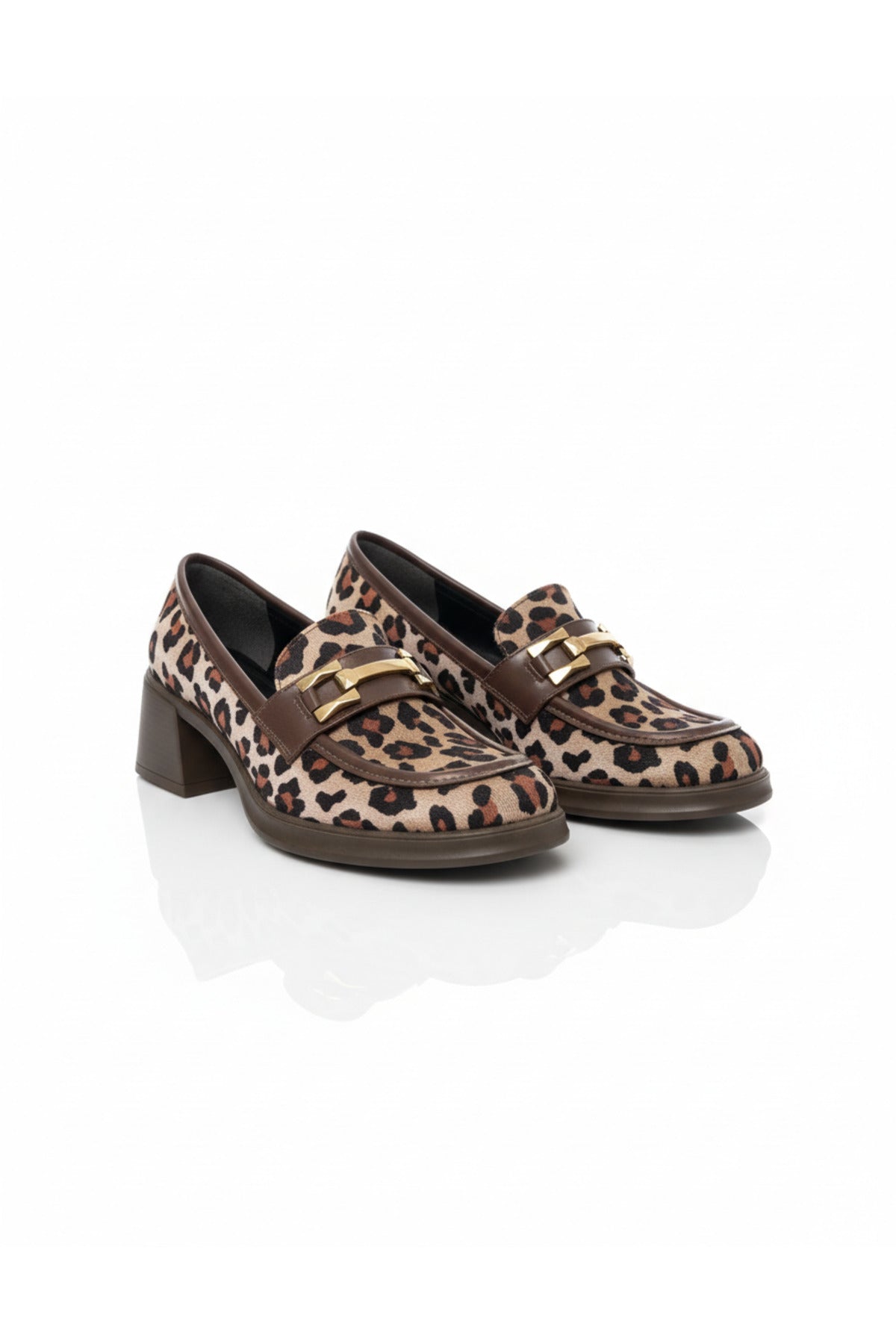 Jolie Leopar Süet Topuklu Kadın Loafer