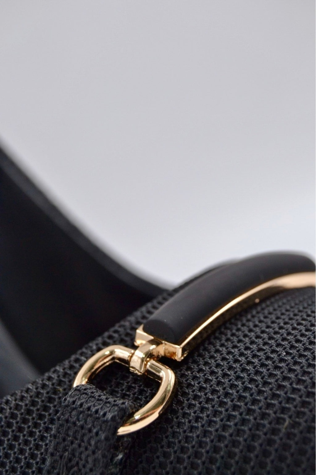 Karen Stiletto Heels with Fabric-Look Buckle and Metal Heel Detail