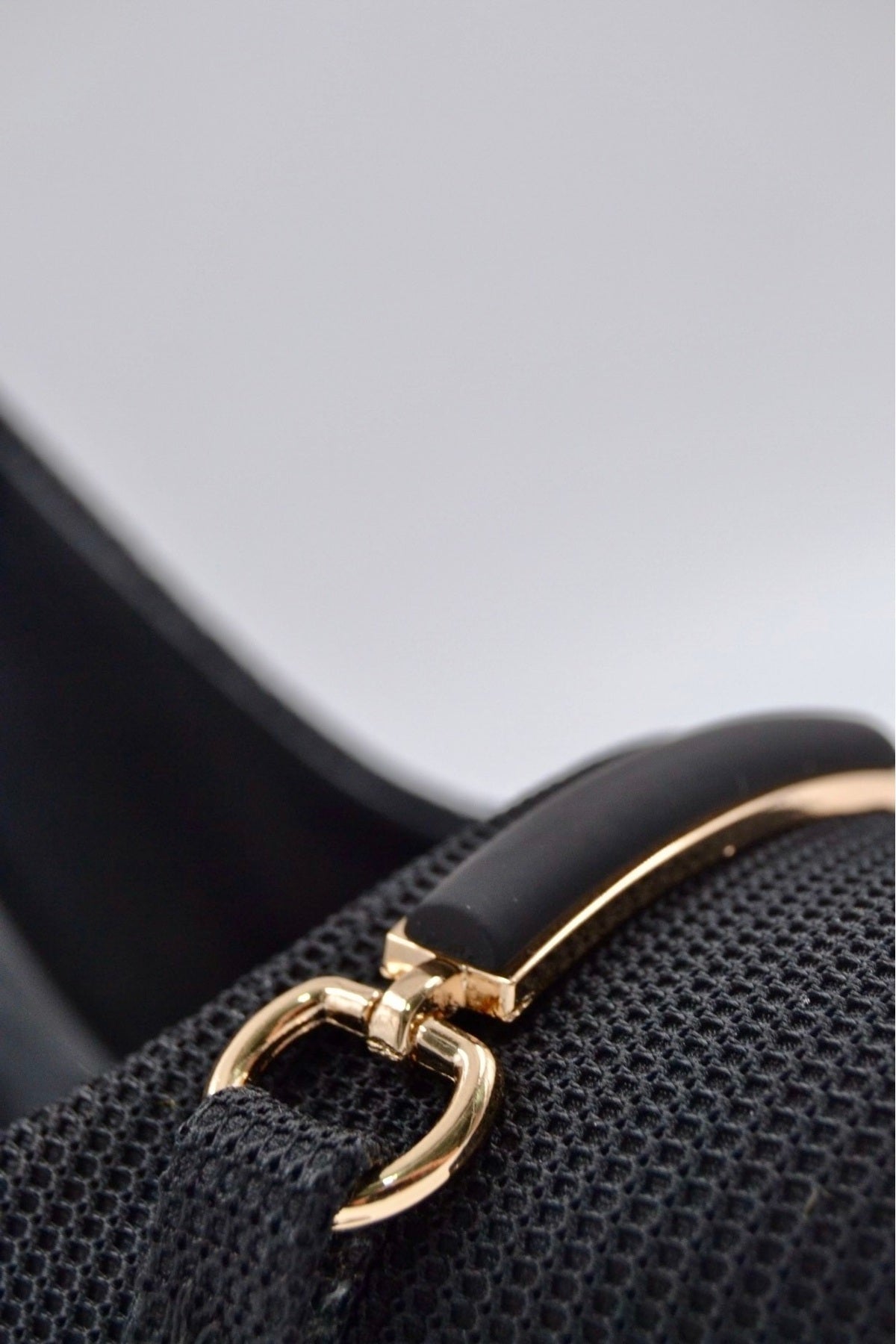 Karen Stiletto Heels with Fabric-Look Buckle and Metal Heel Detail