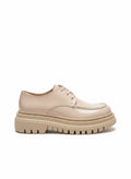 Ketrin Beige Patent Leather Chunky Sole Women's Loafer