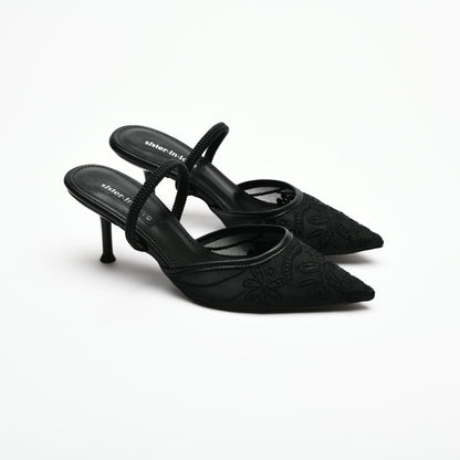 Leda Dantel İşlemeli Arkası Açık Stiletto