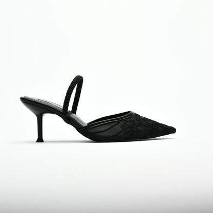 Leda Dantel İşlemeli Arkası Açık Stiletto