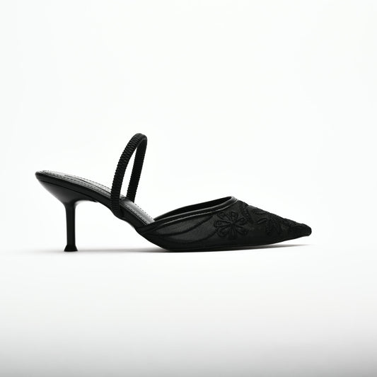 Leda Dantel İşlemeli Arkası Açık Stiletto