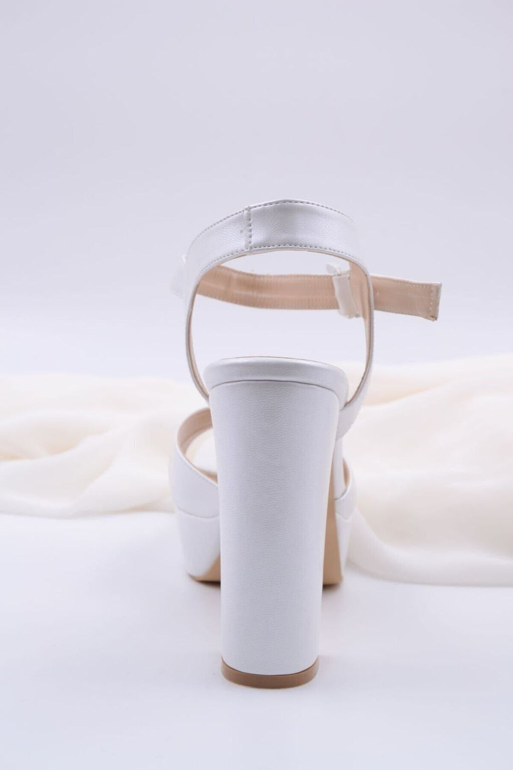 Lily Cross Strap Pearl White Women's Platform Heel Shoes 