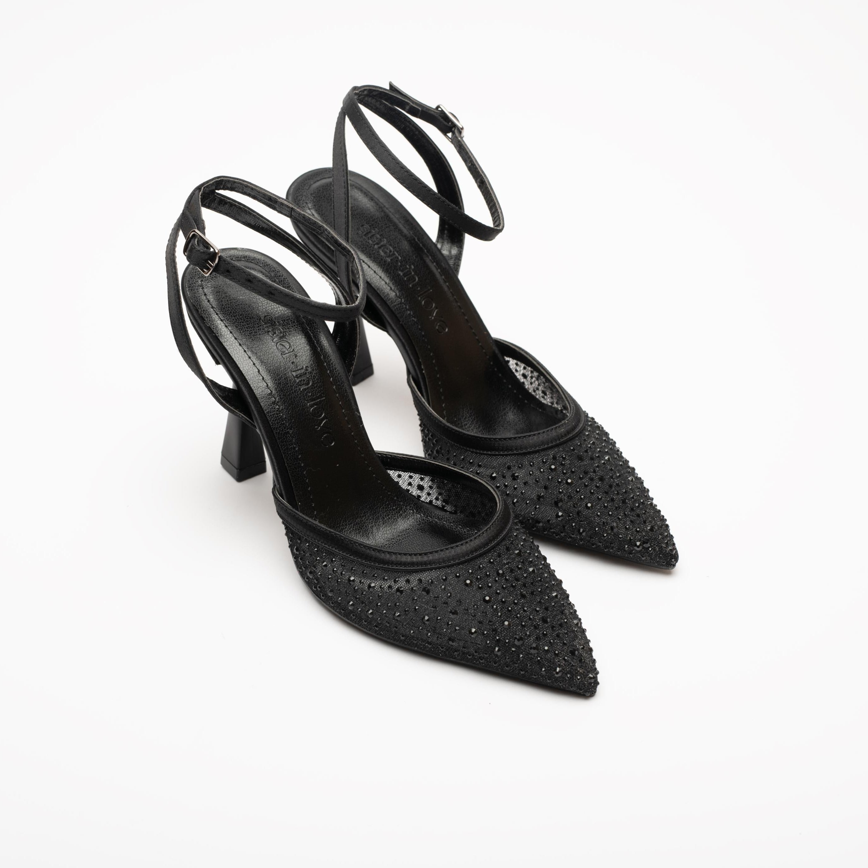 Lorenza Ankle Strap Stiletto with Stone Embellishments