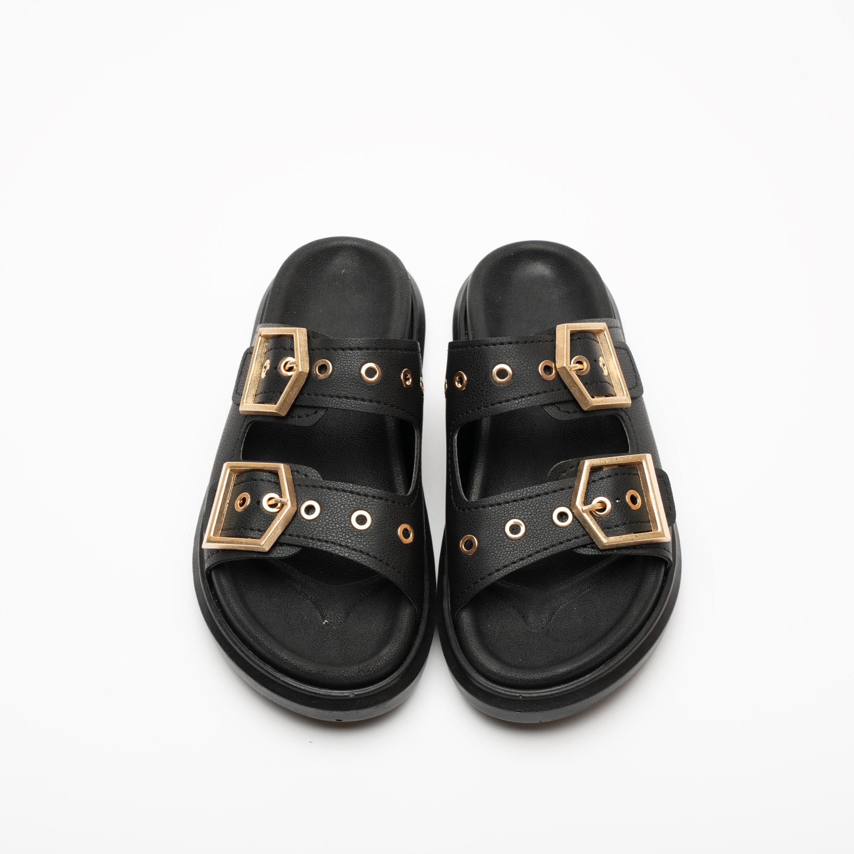 Loretta Gold Buckle Detail Slippers
