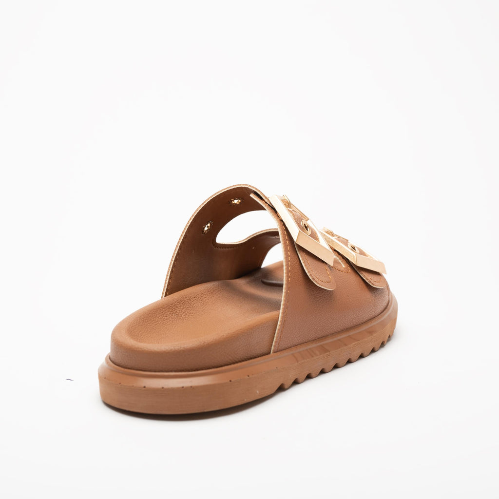 Loretta Gold Buckle Detail Slippers