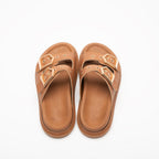 Loretta Gold Buckle Detail Slippers