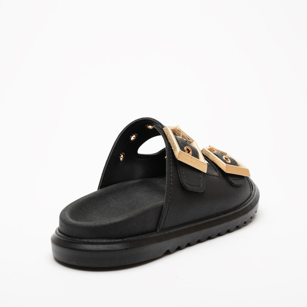 Loretta Gold Buckle Detail Slippers
