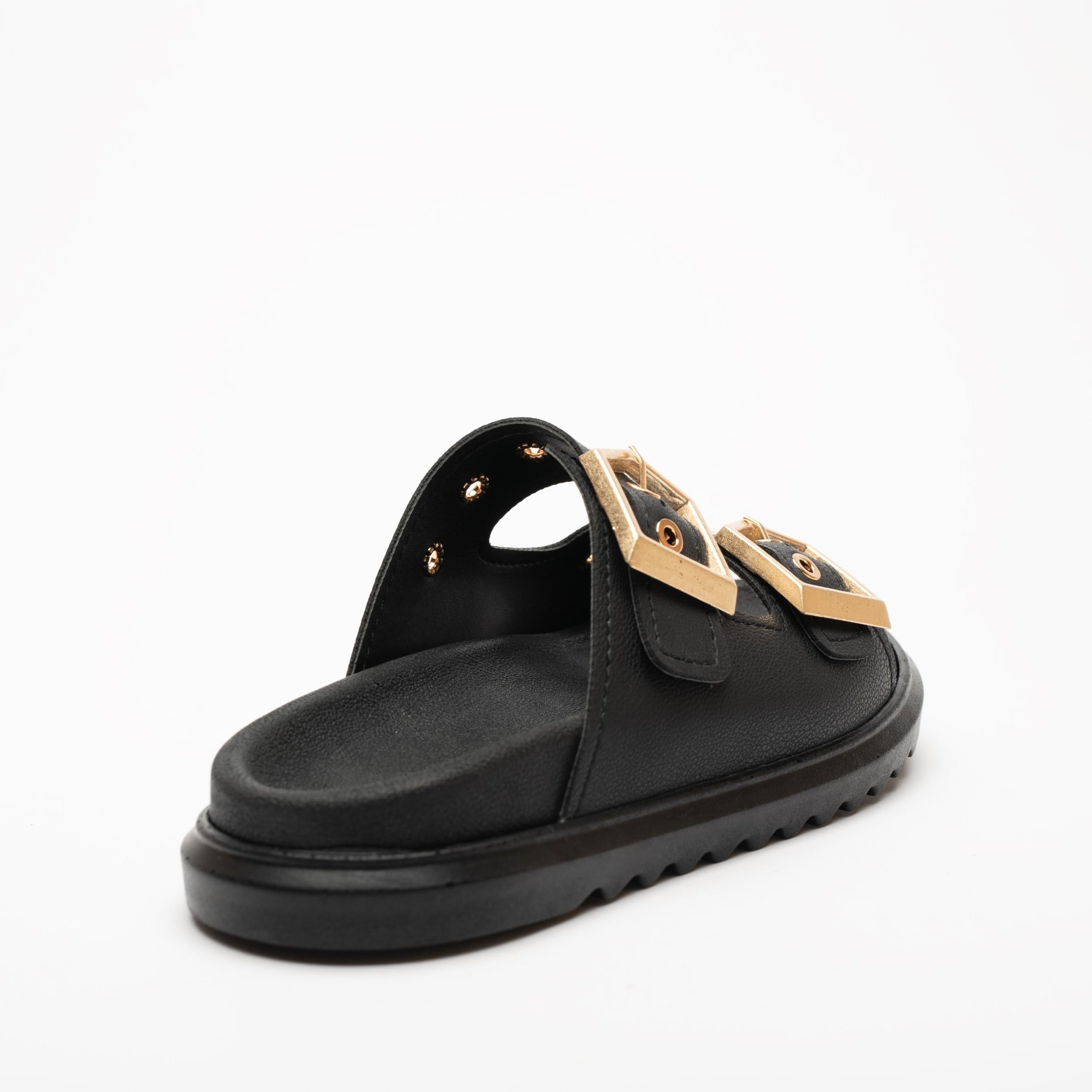 Loretta Gold Buckle Detail Slippers
