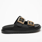 Loretta Gold Buckle Detail Slippers