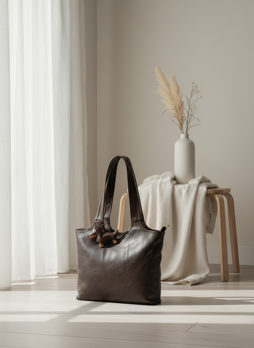 Miora Charm Detailed Women's Bag - Dark Brown