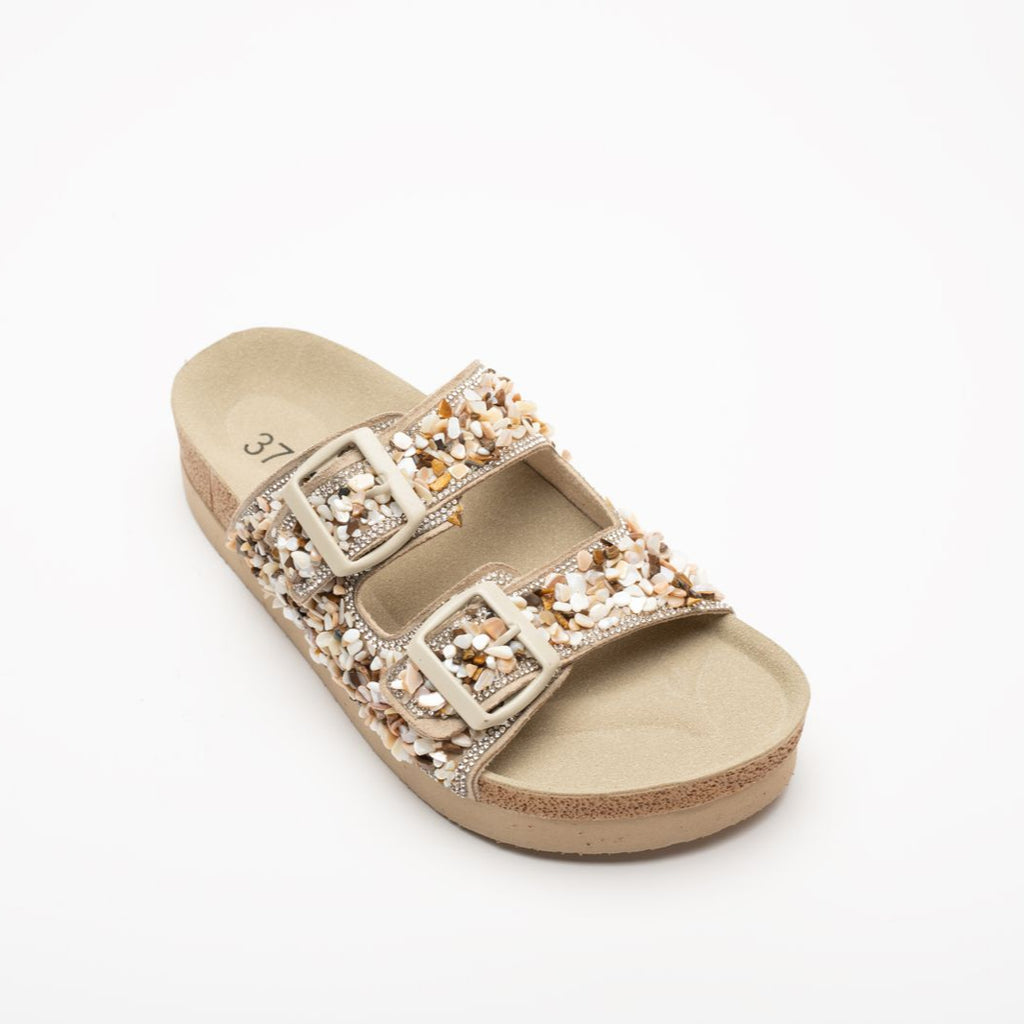 Morena Stone Detail Buckle Slippers