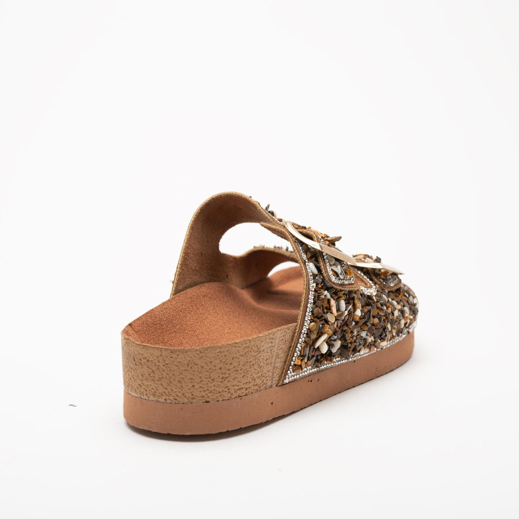 Morena Stone Detail Buckle Slippers