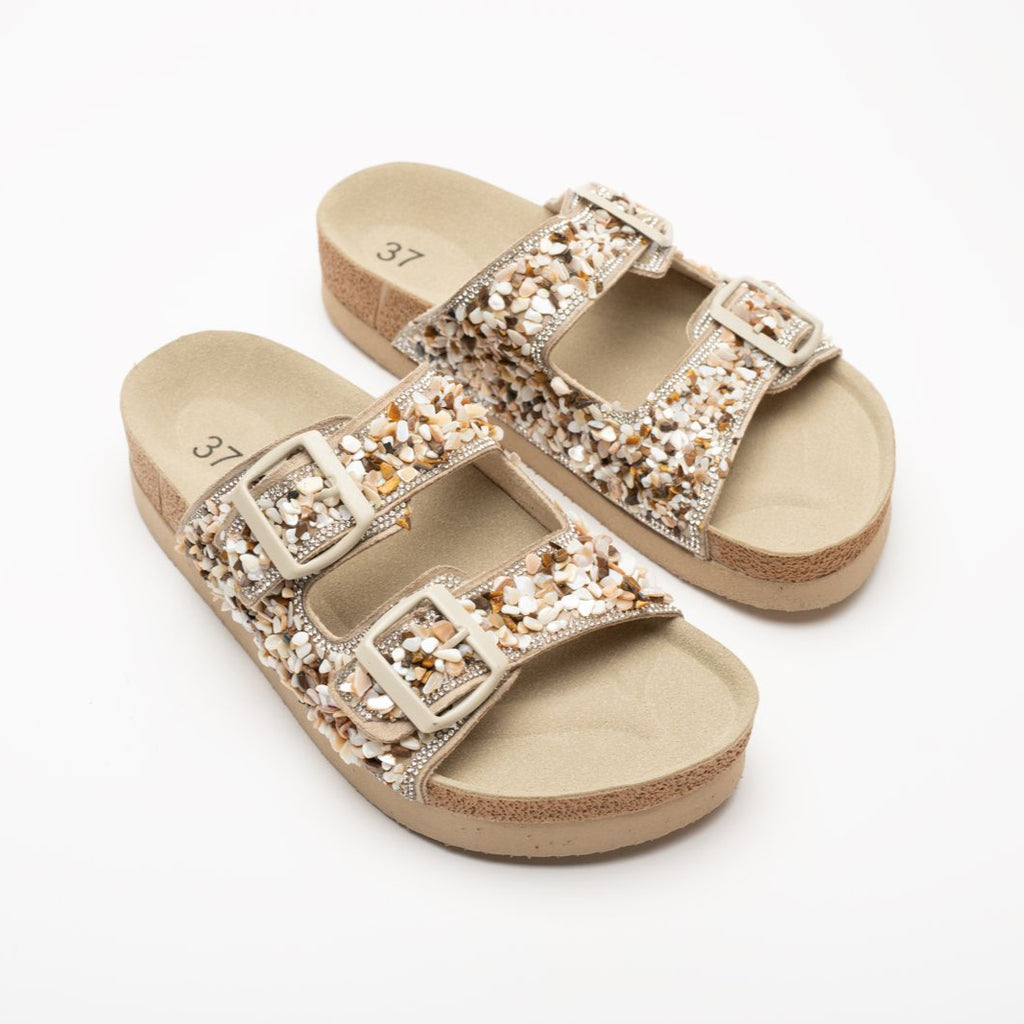 Morena Stone Detail Buckle Slippers