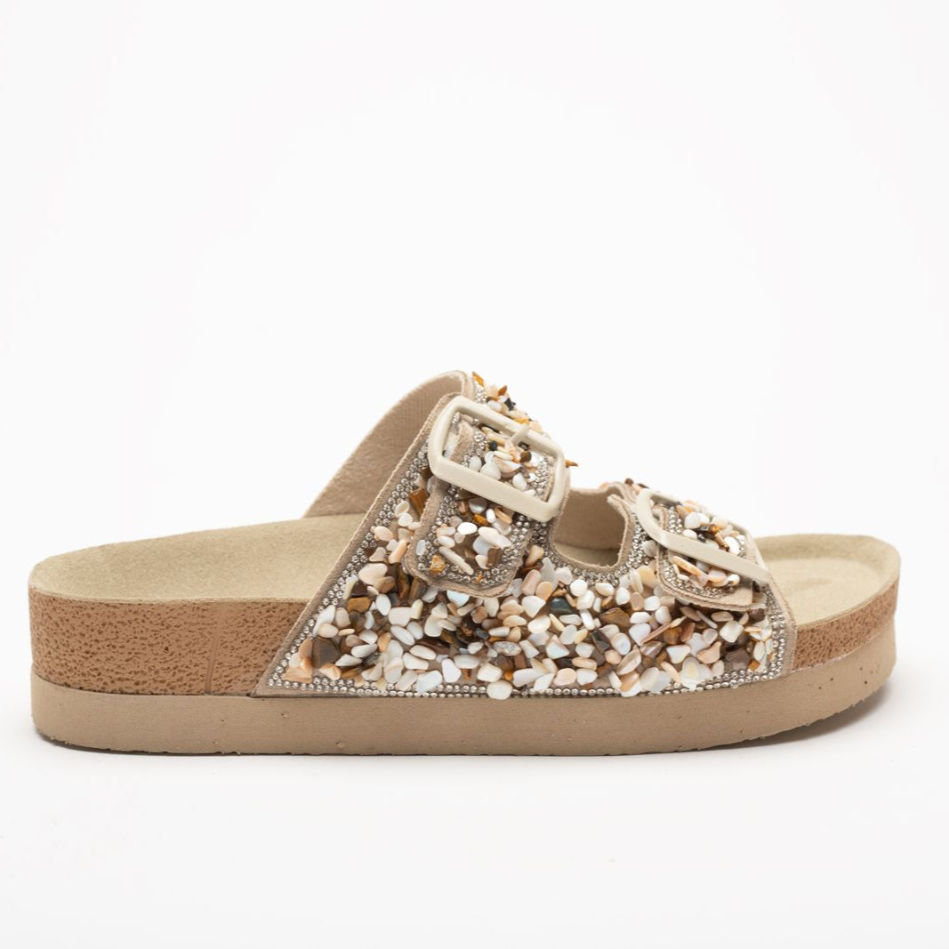 Morena Stone Detail Buckle Slippers