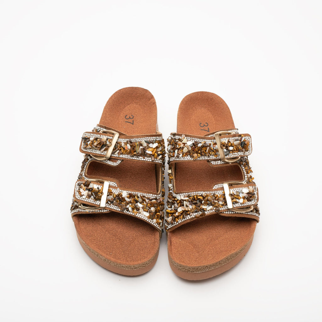 Morena Stone Detail Buckle Slippers