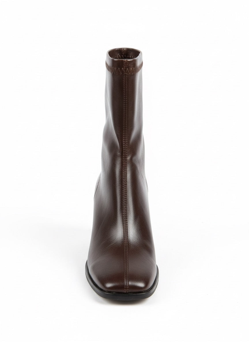 Narcisa Streç Kalın Topuklu Bot - Acı Kahve