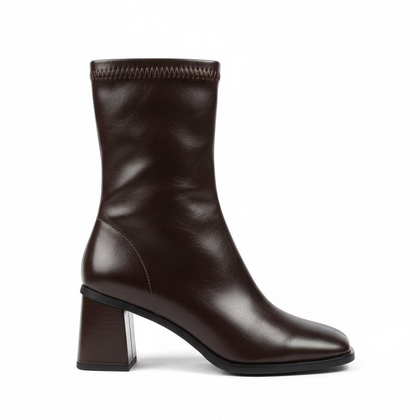 Narcisa Streç Kalın Topuklu Bot - Acı Kahve