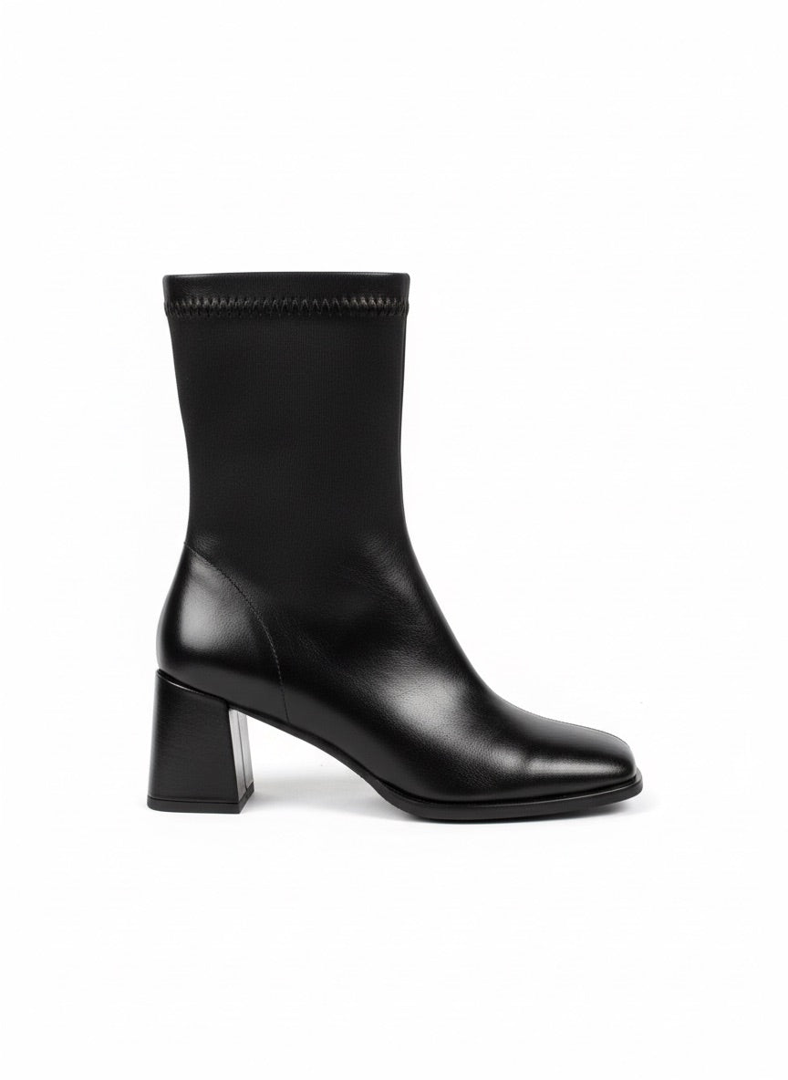 Narcisa Streç Kalın Topuklu Bot - Siyah