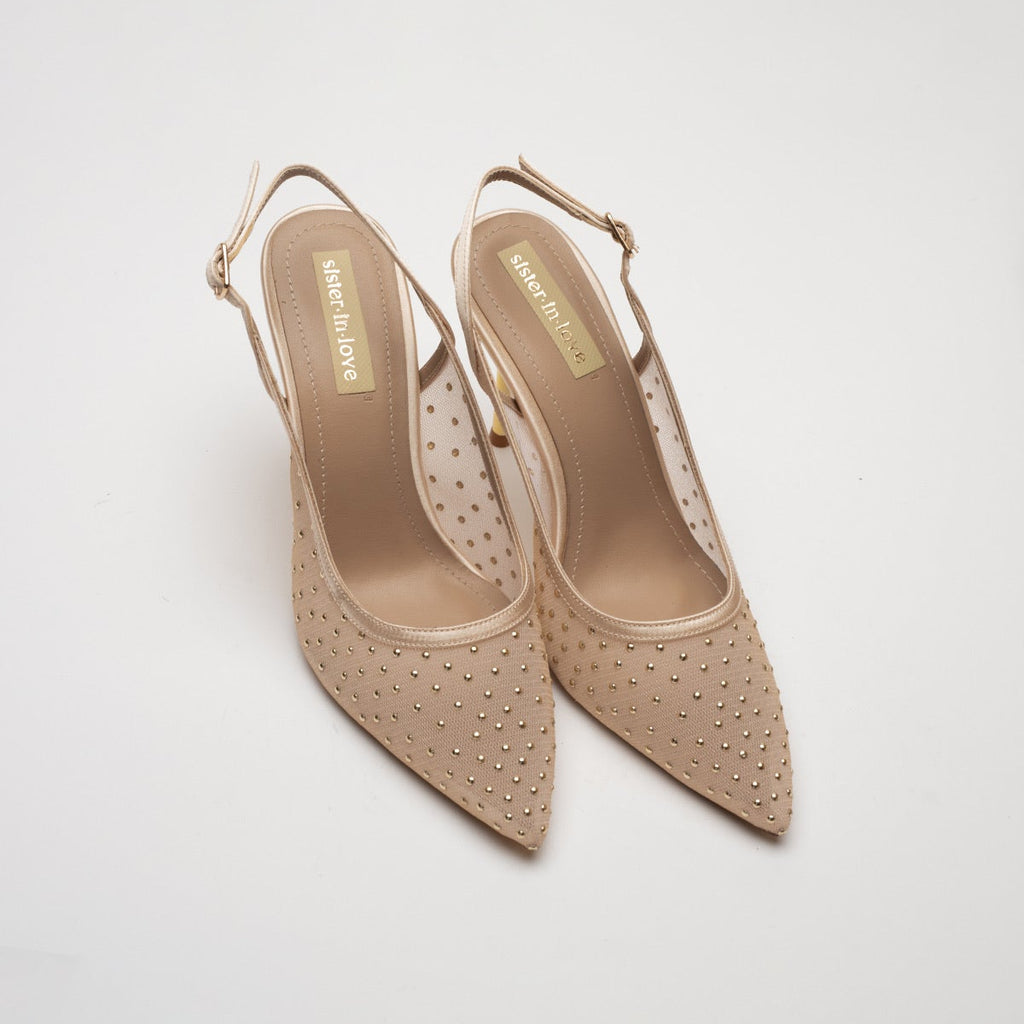 Nilda Taş Detaylı Topuklu Ayakkabı- Bej