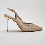 Nilda Taş Detaylı Topuklu Ayakkabı- Bej