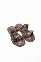Nina Silver Buckle Open-Toe Women's Slippers 