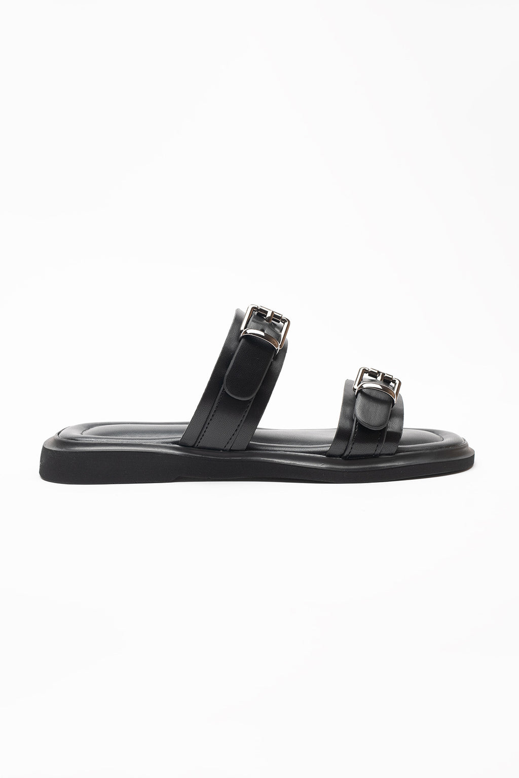 Nina Silver Buckle Open-Toe Women's Slippers 