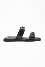 Nina Silver Buckle Open-Toe Women's Slippers 