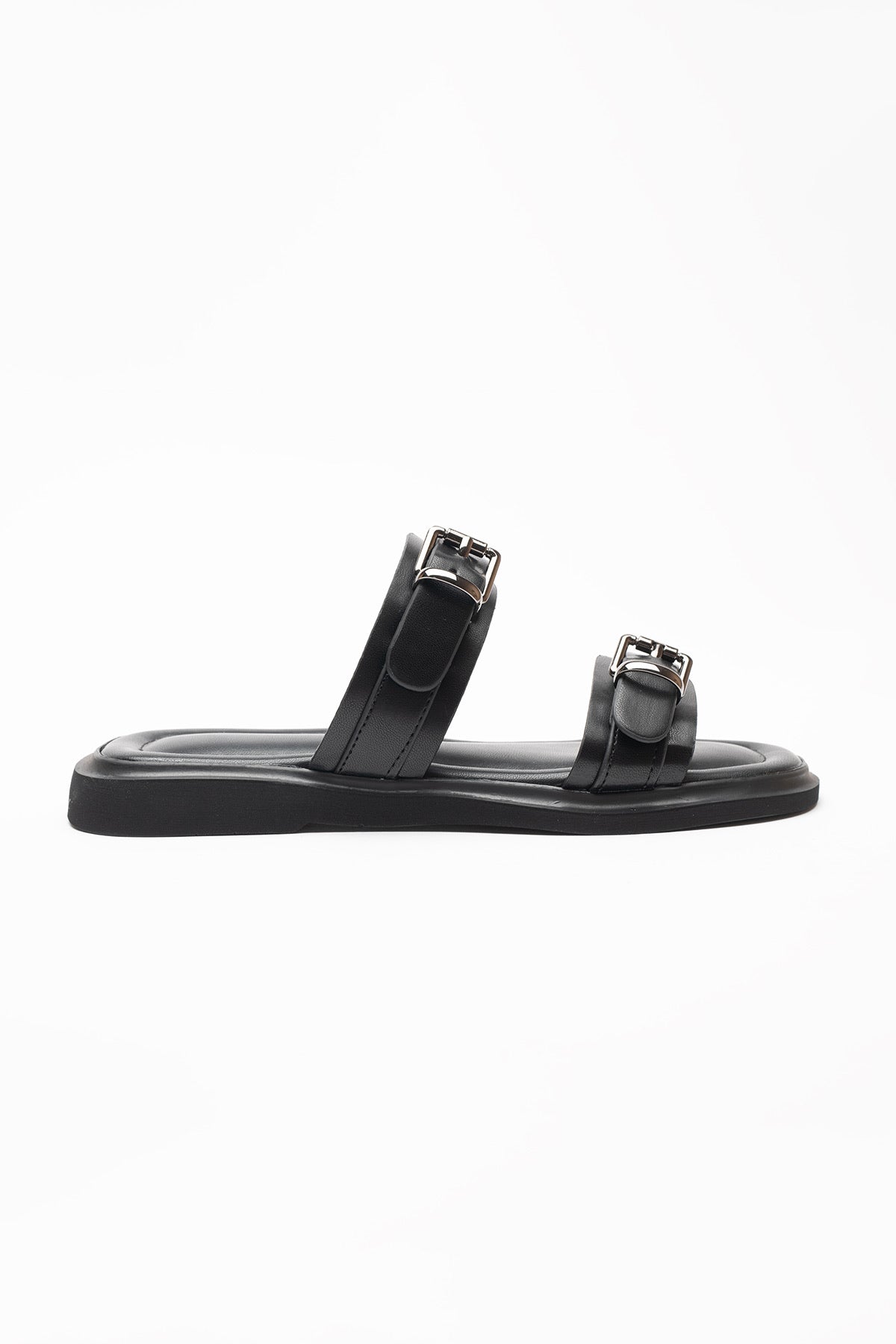 Nina Silver Buckle Open-Toe Women's Slippers 