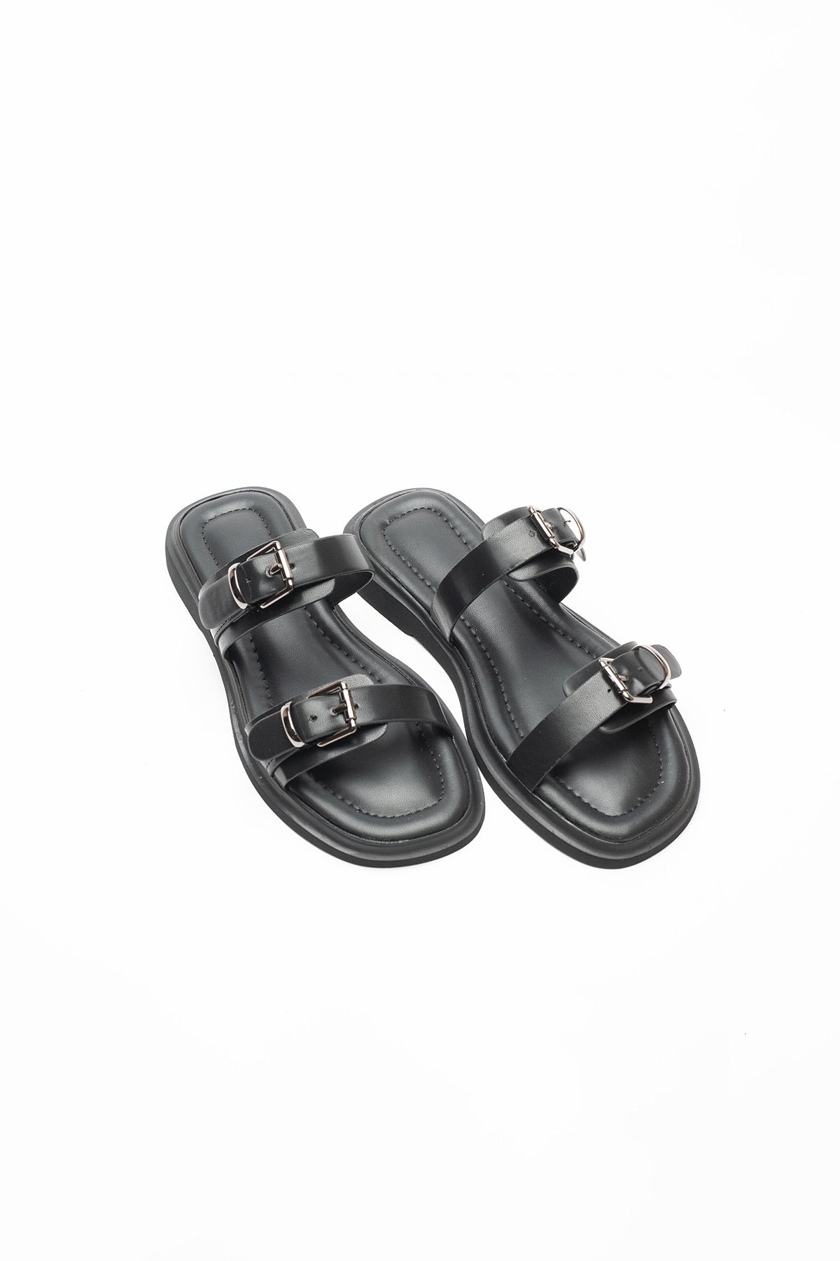 Nina Silver Buckle Open-Toe Women's Slippers 