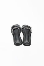 Nina Silver Buckle Open-Toe Women's Slippers 