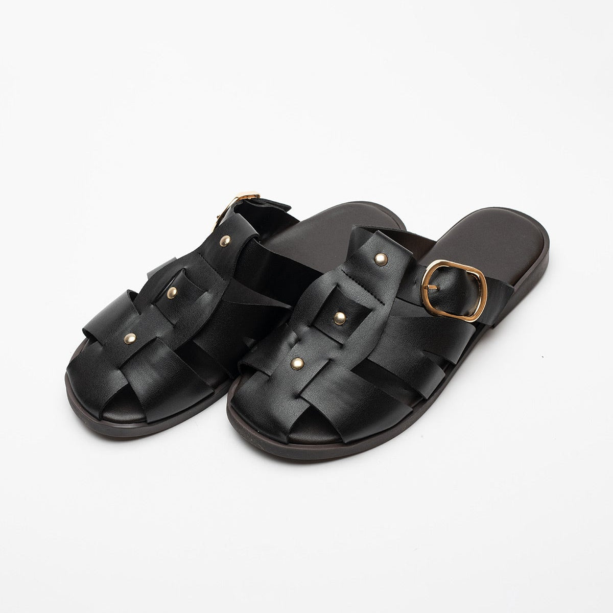 Noni Gold Buckle Closed Toe Women's Slippers 