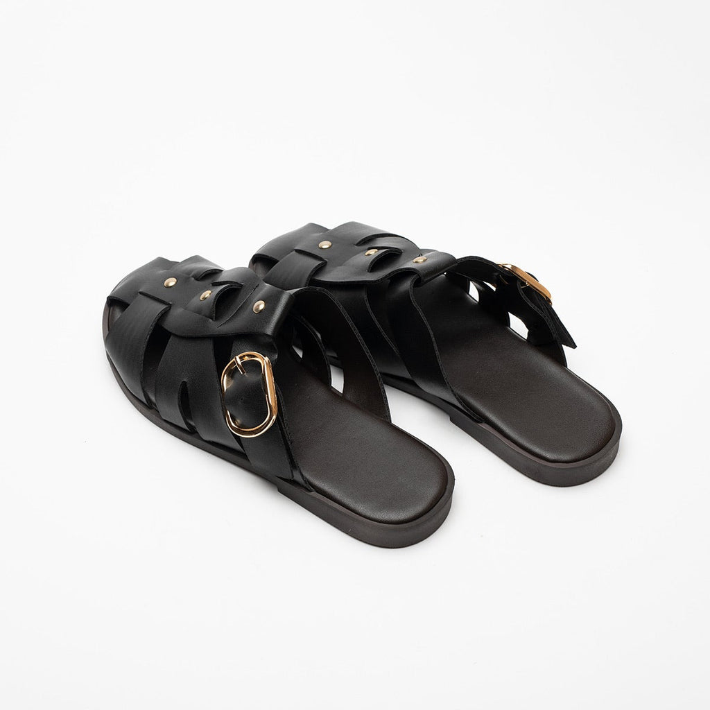 Noni Gold Buckle Closed Toe Women's Slippers 