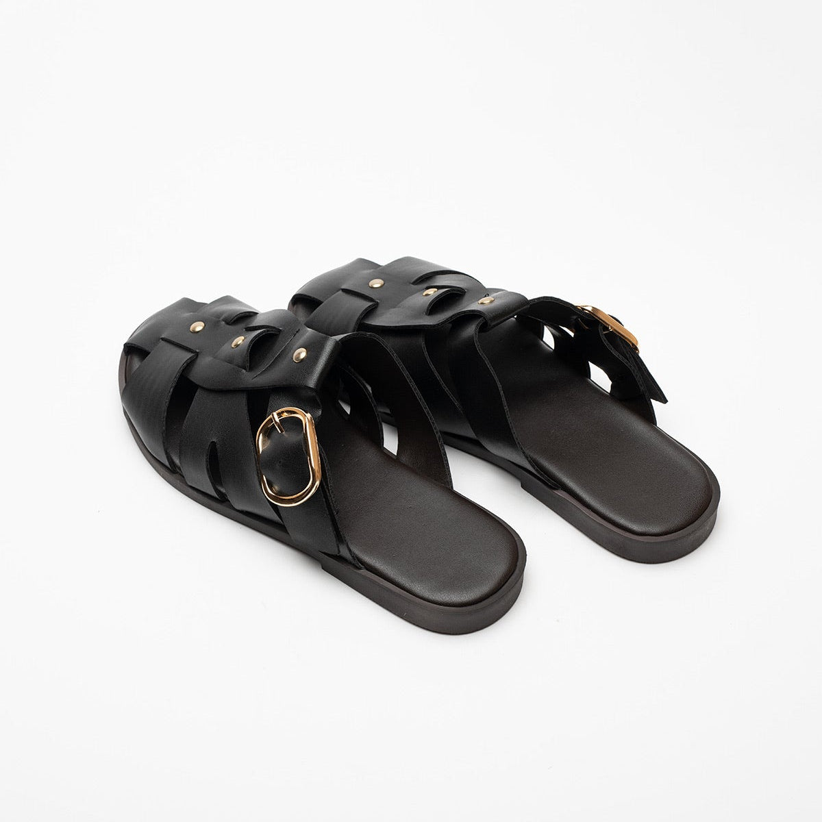 Noni Gold Buckle Closed Toe Women's Slippers 
