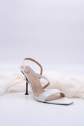 Oussica Striped Design White Women's High Heels 