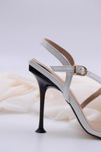 Oussica Striped Design White Women's High Heels 
