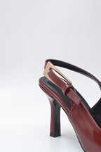 Parla Patent Leather Open Back High-Heeled Women's Shoes