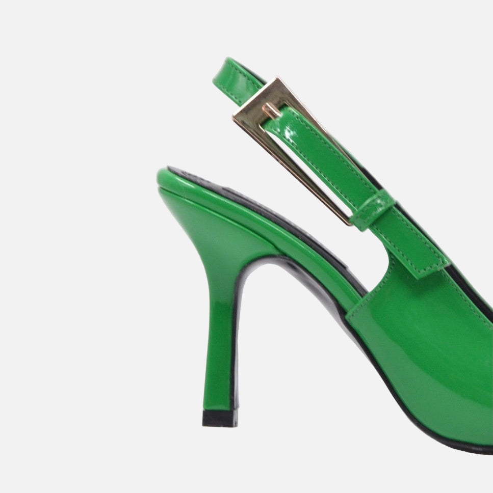 Parla Patent Leather Open Back High-Heeled Women's Shoes