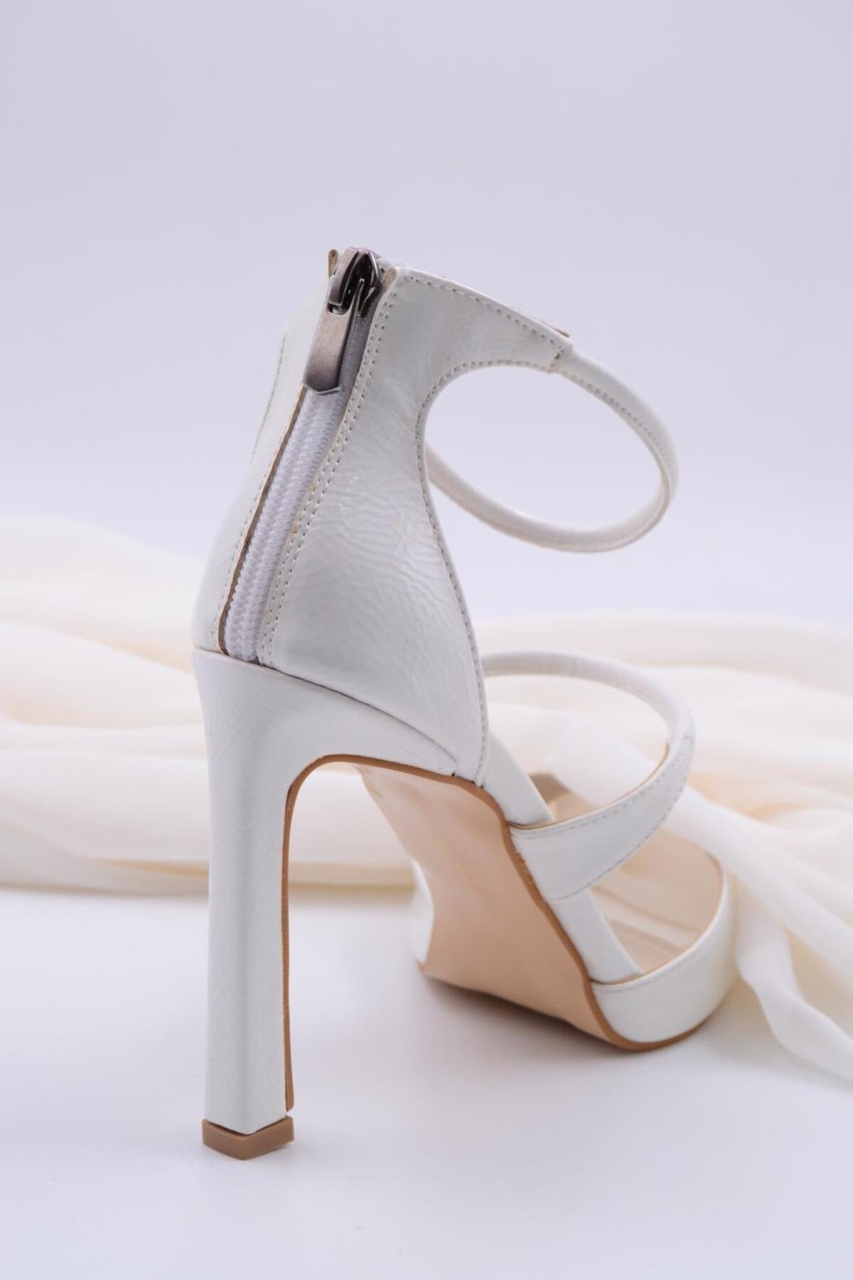 Rosa Ankle Strap White Women's High Heels 