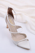 Rosa Ankle Strap White Women's High Heels 