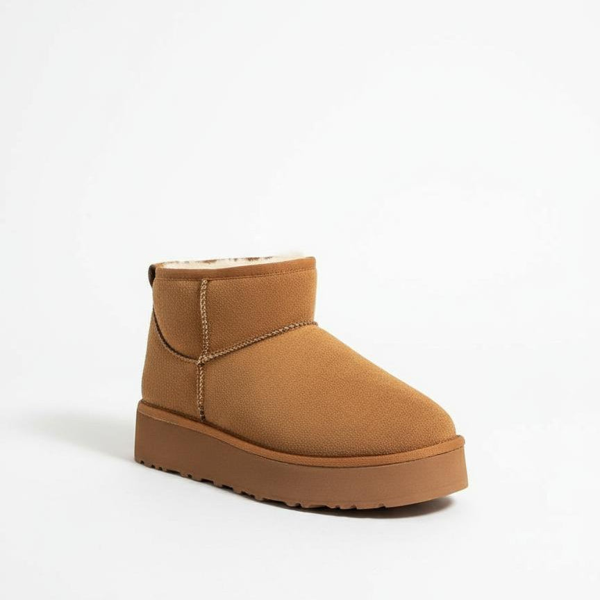 Amelia Süet İçi Kürklü Kalın Taban Bot - Taba