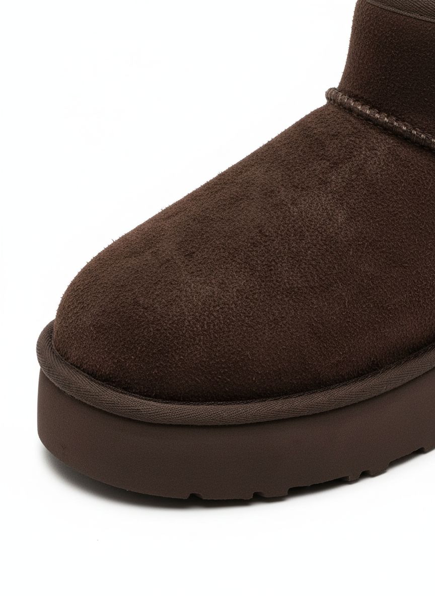 Amelia Süet İçi Kürklü Kalın Taban Bot - Acı Kahve