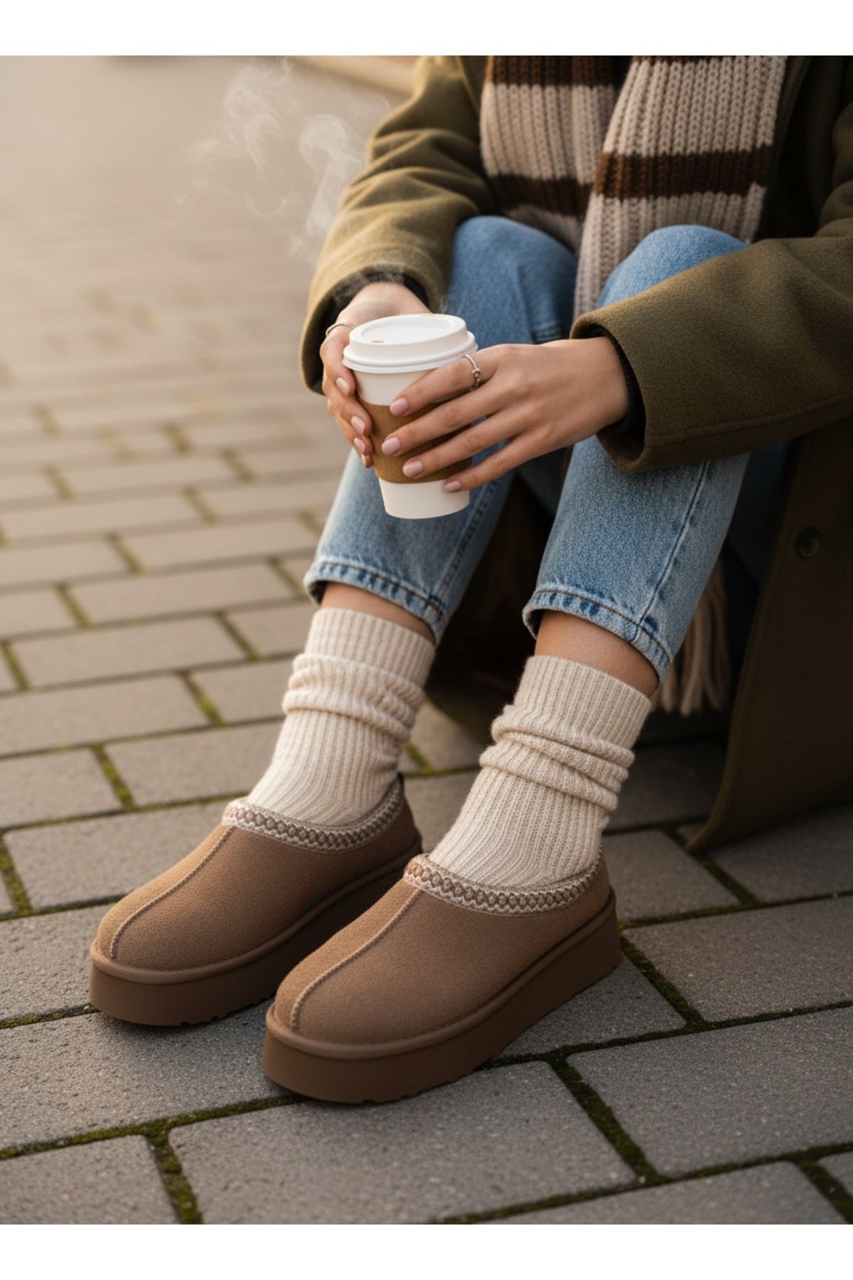 Sabina Süet İçi Kürklü Kalın Taban Sabo Terlik