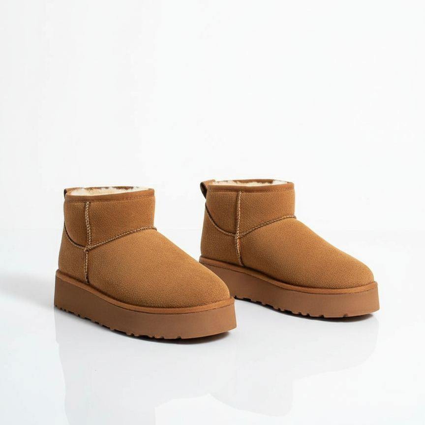 Amelia Süet İçi Kürklü Kalın Taban Bot - Taba