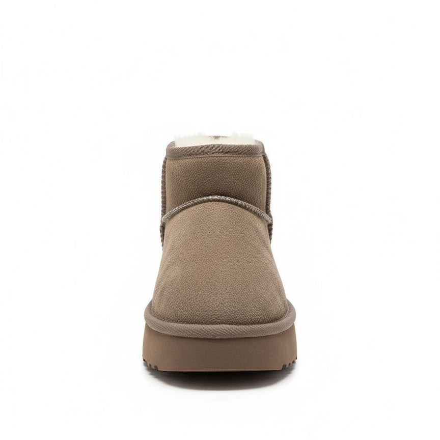 Amelia Süet İçi Kürklü Kalın Taban Bot - Vizon