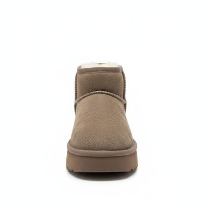 Amelia Süet İçi Kürklü Kalın Taban Bot - Vizon