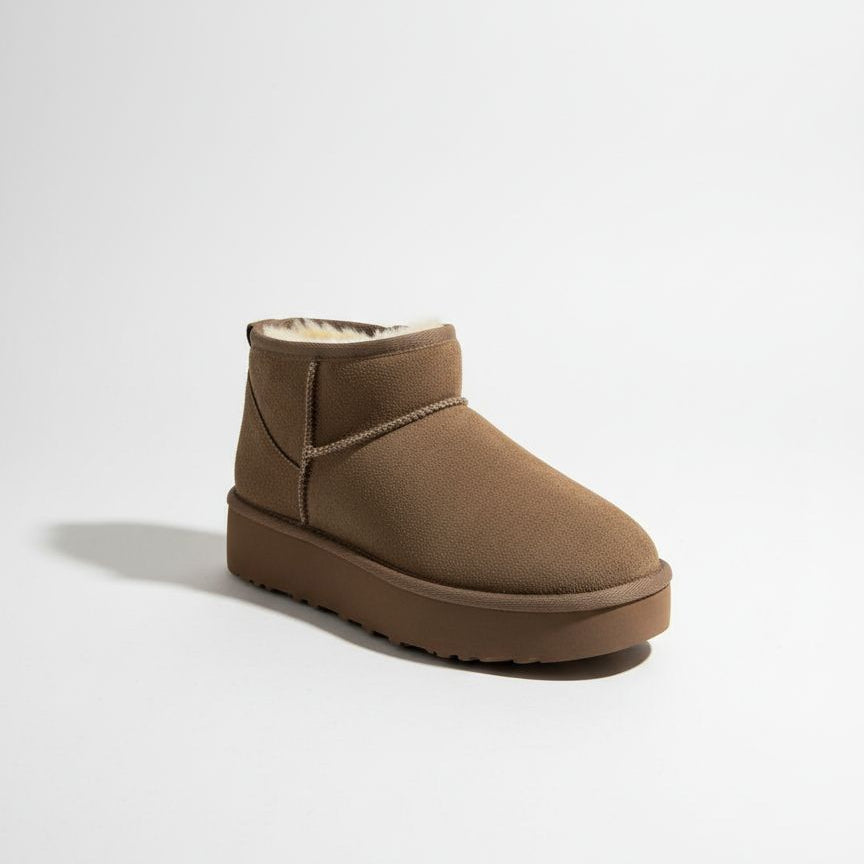 Amelia Süet İçi Kürklü Kalın Taban Bot - Vizon