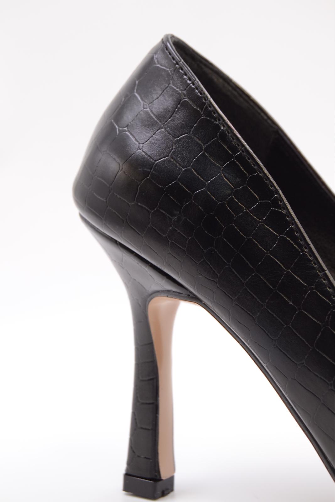 Charlotte Siyah Kroko Kadın Stiletto